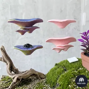 2pcs Jumping Spider Shell Mushroom Leaf, Reptile Resting Platform, Climbing Feeding Platform, Hidden Spider Habitat, Decorative Accessory