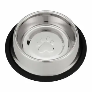 Non-Tip Stainless Steel Bowl with Non-Skid Rubber Bottom for Dogs & Cats Available in 16 oz 32 oz & 64 oz Sizes Dishwasher Safe
