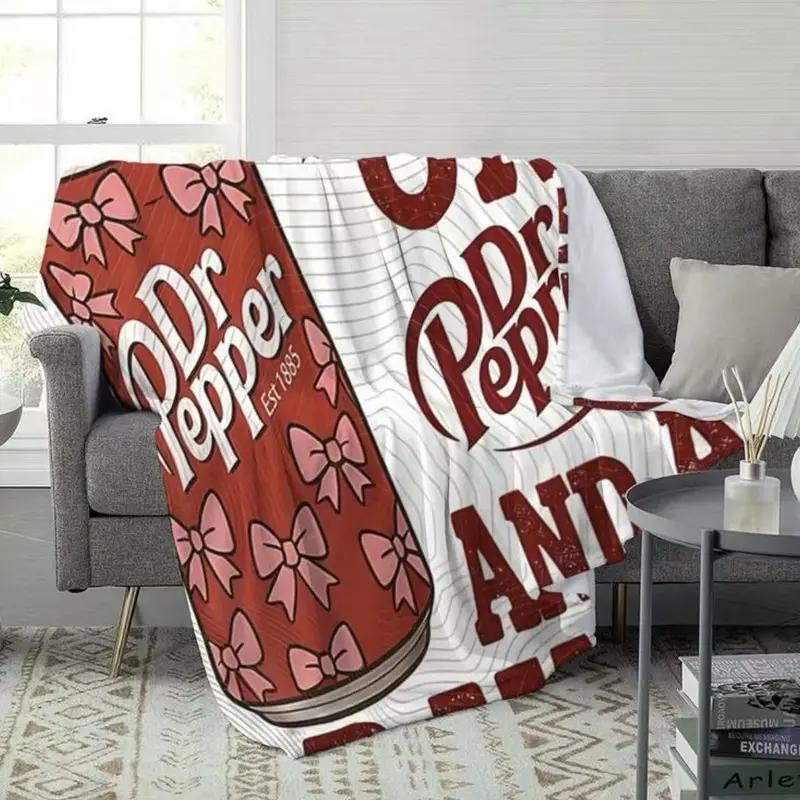 Soft Funny Throw Blanket Dr Pepper Vintage Bow Tie Plaid Blanket, Lightweight Home Decor, Perfect for Friends & Family, Couch, Bedroom, Living Room, Travel, Camping, Slogan Print Blanket