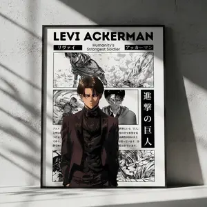 Attack On Titan Levi Anime Poster, Manga Wall Artwork Prints, Home Decor Gift