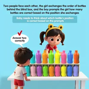 21-Piece Mini Bottle Color Guessing Challenge | Drink Matching Toy Set | Kids Brain Training Board Game | Ideal Halloween/Birthday Gift