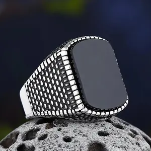 Trendy New Onyx Stone Ring Luxury  Suitable For Man With Gifts Party Wedding Male Ring Jewelry Accessories Couple Gift