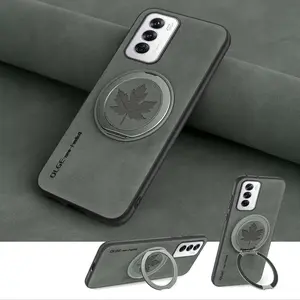 Maple leaf, 360° Spin Stand with Integrated Magnetic Kickstand for OPPO RENO14/RENO14pro/RENO12/11PRO/10PRO+/9/RENO8LITE/RENO7/FIND X5 LITE/X6 RPO/X7, Luxury faux leather Case for RENO12 Phone Case, Fit for MagSafe and Car Holder
