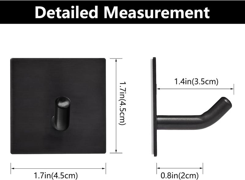 Heavy Duty Adhesive Hooks, Stick on Wall Adhesive Hangers, Strong Stainless Steel Holder, Self Adhesive Hooks for Kitchen Bathroom Home Door Towel Coat Key Robe 4 Packs - 6 Packs