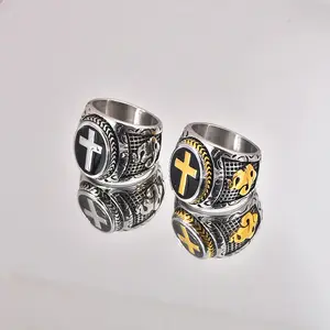 ORPhic Stainless Steel Praying Hands Cross Ring Men's Fashion Gift Personalized Jewelry