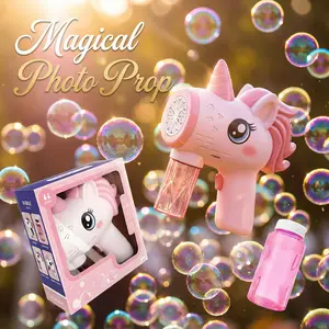 Wedding & Party Decorations Magical Unicorn Automatic Bubble Machine for youngers, Leak-Proof Multi-Hole Bubble Blaster  Fun Summer Outdoor  Gift