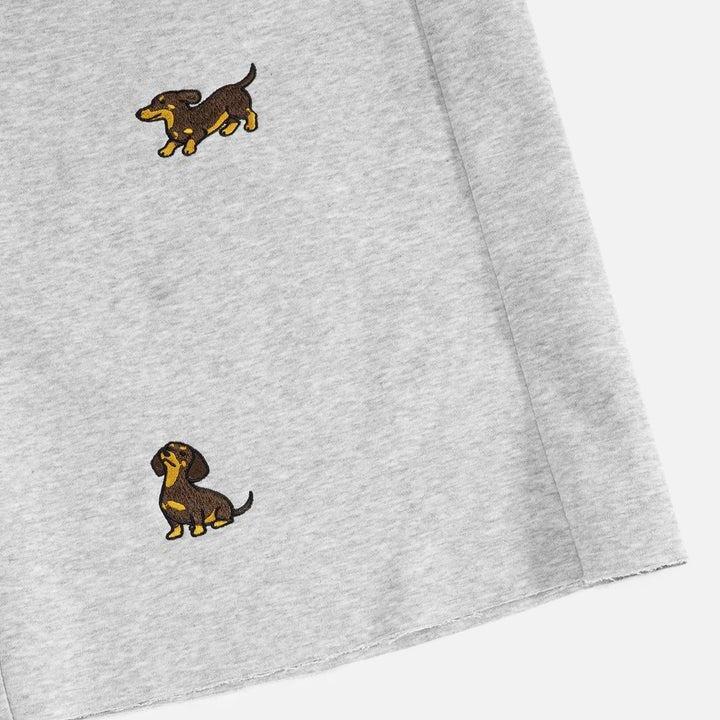 Aelfric Eden Dachshund Longline Shorts High Waist Oversized Wide Leg Longline Fit Dachshund Embroidery Detail  Drawstring Elastic Waist Soft Fabric Cute Casual Streetwear Unisex Bottoms