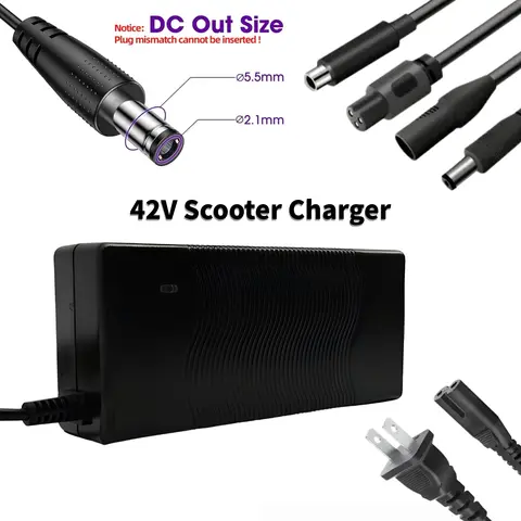 HMZZJYD 42V 1.5A/2A Lithium-Ion Battery Charger for Swagtron EB5/T1/T3/T6 Electric Scooters Fire-Resistant Portable Power Source Halloween Gift Not for Lead-Acid Batteries faste scooter, Lithium Battery Replacement