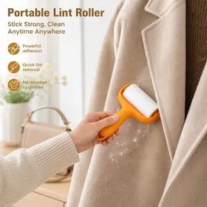 1 Piece Mini Portable Lint Roller, Detachable Structure with Hanging Hole, Replaceable Sticky Paper for Cleaning Lint and Hair on Clothing Fabrics