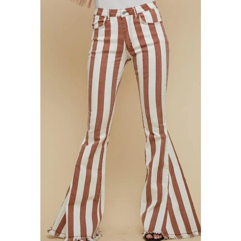 Striped Denim Flares
