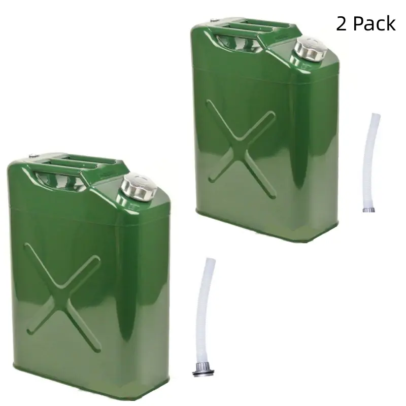 Nw  12Lbs 2-Pack Heavy-Duty 5 Gal Metal Gas Caddy - Leakproof 20L Gasoline Storage Container for Cars, Generators