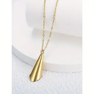 1pc Geometric Cone Pendant Necklace, Made of Stainless Steel Material That Is Wear-resistant and Colorfast, with A Simple and Stylish Design, Suitable for Daily Gatherings, Business, and Parties, Showcasing An Elegant Temperament