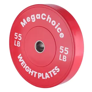 Garvee Rubber Bumper Weight Plates 10,15,25 LBS Pairs,2 in Rubber Bumper Plates 100 LBS Sets  for Home Gym Workout (Red 55 LBS single)
