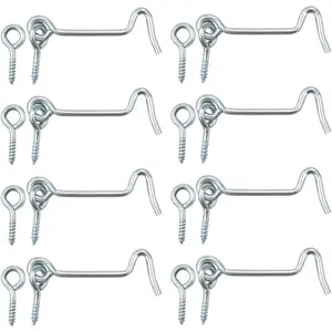 8 Pcs 2.5 Inches Silver Cabin Hook Eye Latch Gate Door Swivel Window Hook with Mounting Screws