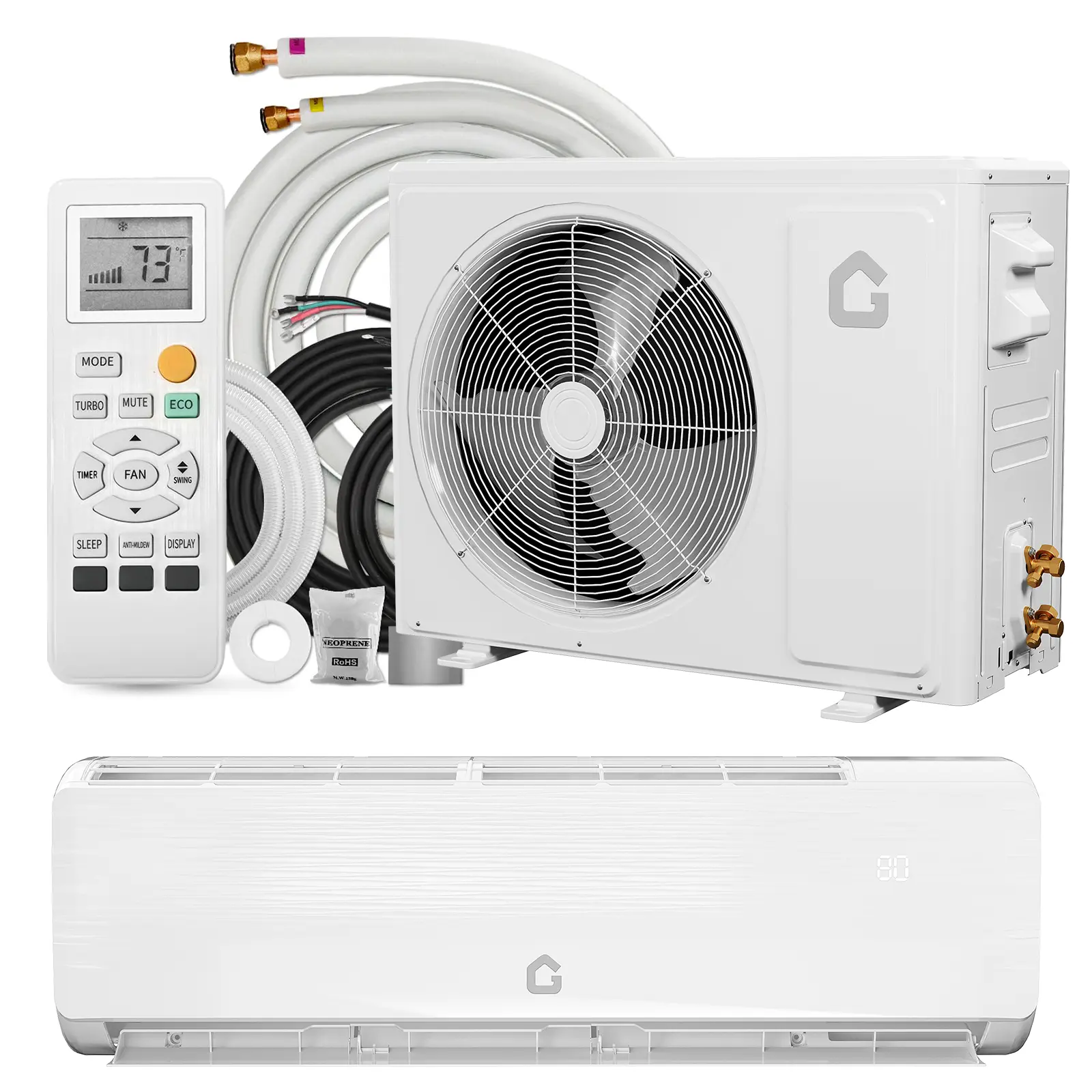 12000 BTU Ductless Wall-Mounted Mini Split Air Conditioner & Heat Pump – 19 SEER2 Inverter, Ultra-Quiet, WiFi & Alexa Compatible, Cools & Heats Rooms up to 750 Sq.Ft, Pre-Charged, 115V, Easy Installation Kit, White