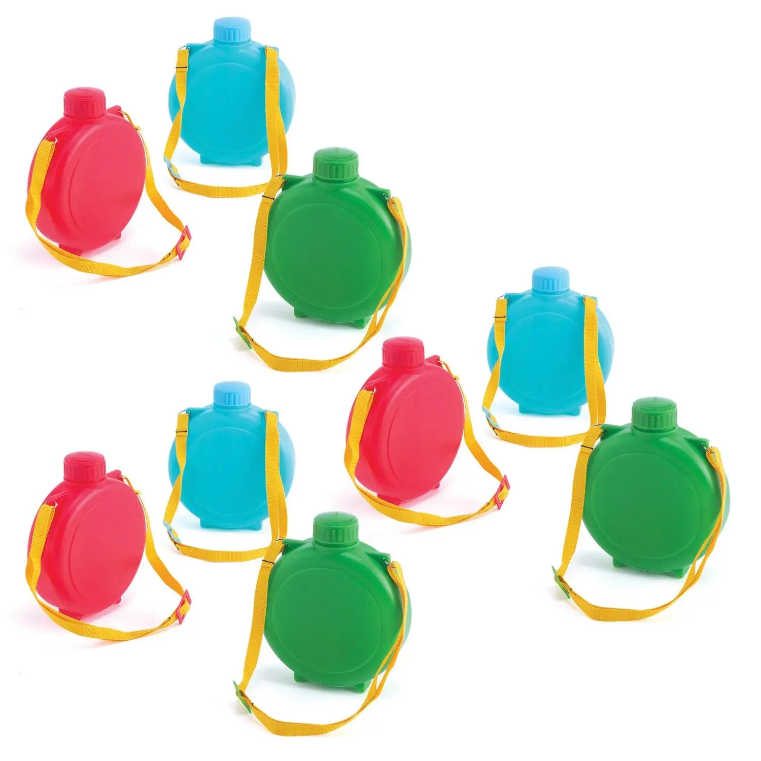 4 3/4" x 5 3/4" 12 oz. Bulk 60 Ct. Bright Color Reusable Plastic Canteens