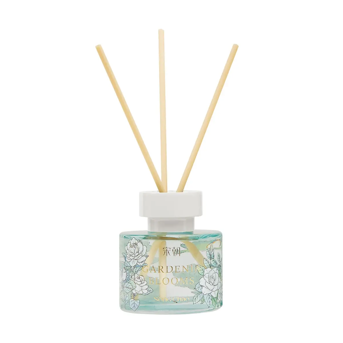 SONG CHAO Blooming Realm Series Hand-Painted Gardenia Reed Diffuser, 120ml Modern Fresh Floral Home Fragrance, Long-Lasting Room Accessories, Ideal Gift Idea for Room Decor