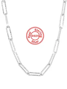 S925 Sterling Silver Fashion Cuban Link Chain Necklace for Women & Girls, Fashion Jewelry for Party, Daily Decor, Trendy All-match & Exquisite Jewelry for Birthday Gift