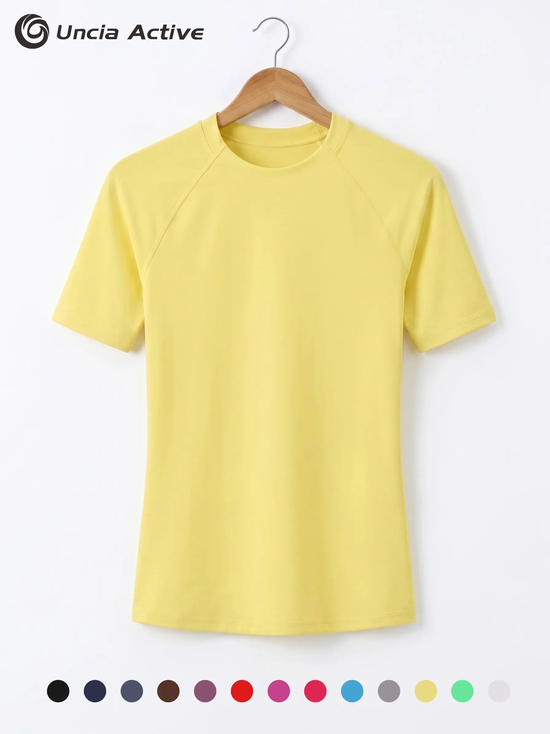 Women Stylish Raglan Short Sleeve Athletic Top, Soft Stretch Sweat Wicking Slim Fit Yoga T-Shirt, Multi Solid Color Basic Workout Tee for Sports Daily Wear