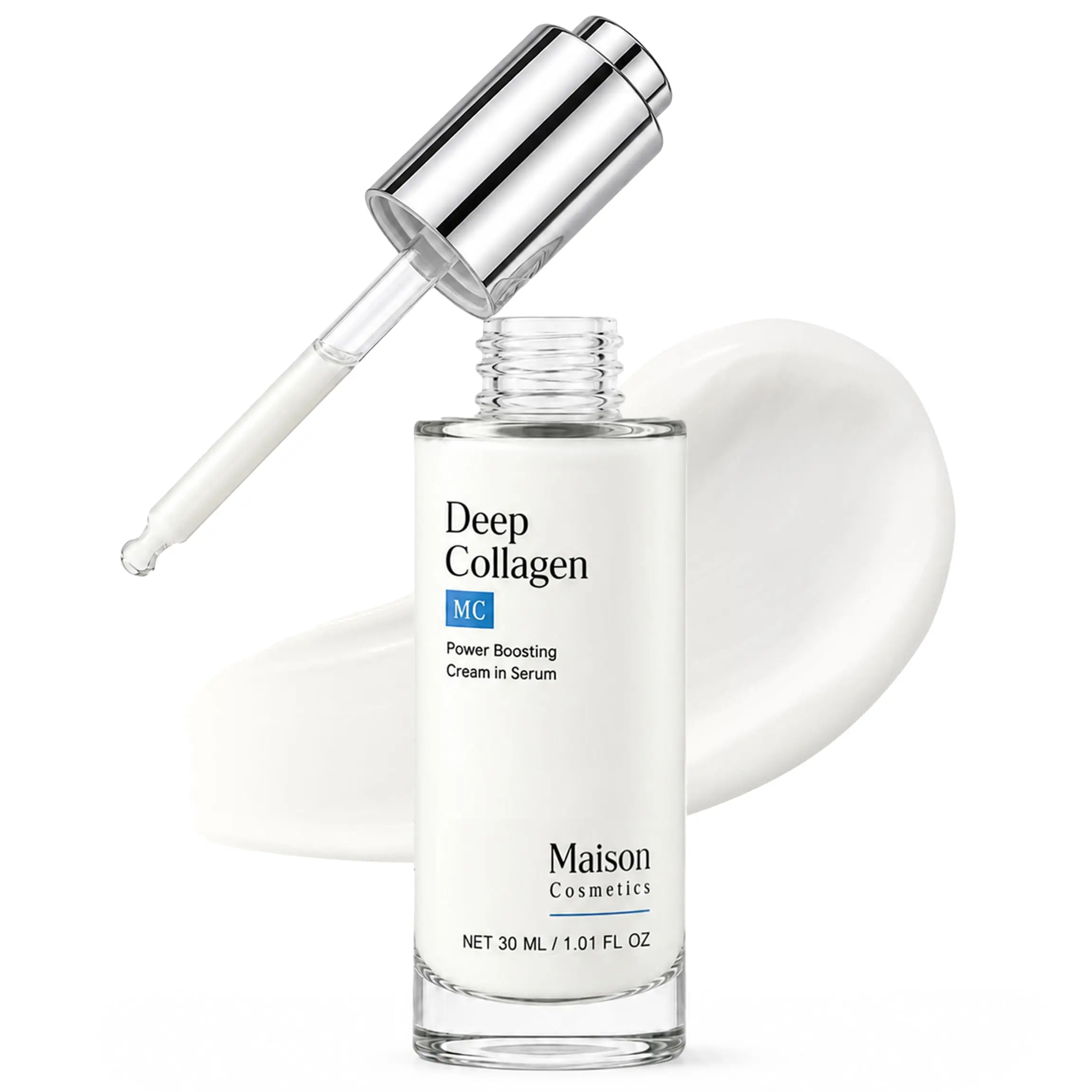 Maison Cosmetics Deep Collagen Volufiline Korean Skin Care Collagen Serum with Hydrolyzed Collagen, Sodium Hyaluronate & Vitamin E - Plumping, Firming & Instant Hydration for Mature Skin, Glow, 30 ml