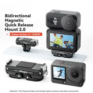 Dual Magnetic Quick-Release Mount Adapter Compatible Osmo Action 6 Nano, Durable Design for Secure Attachment & Easy Removal