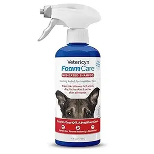FoamCare Medicated Pet Shampoo by Vetericyn | Sensitive Skin Shampoo for Dogs, Cats, and All Animals - Anti-Itch, Promotes Healthy Skin and Coat - Hypoallergenic – Instant Foam Shampoo – 16-ounce