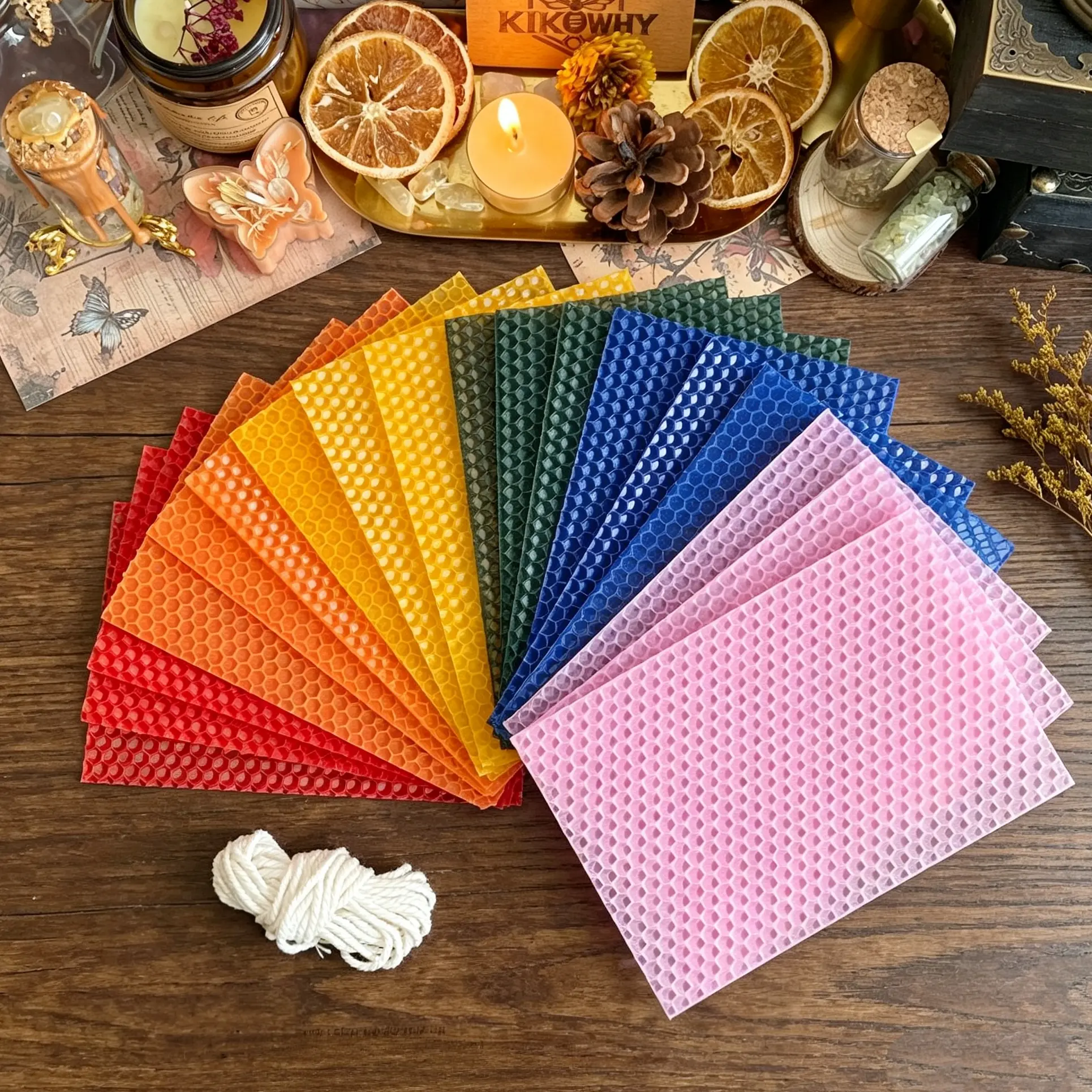 Multi-Variant Beeswax Candle Making Kit - Natural Waxes, Colored Sheets, Wicks, Dried Flowers, Accessories - Beginner-Friendly Mini DIY Kit Candles Combination Set Wax Set for Parent-Child Crafts, Home Decor