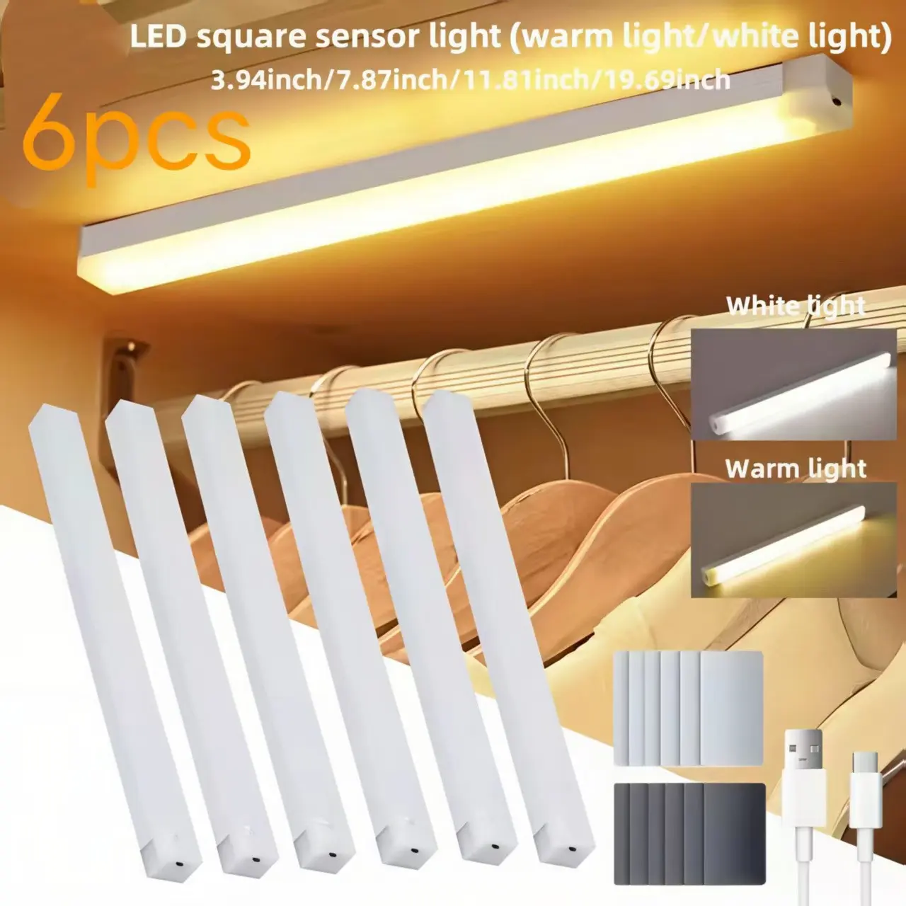 Magnetic LED Motion Sensor Light, USB Rechargeable Cabinet Lamp, Dimmable Wall Spotlights for Bedroom Kitchen Hallway Stairs Closet Garage Bathroom