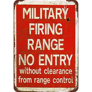 Custom Kraze Military Firing Range Vintage Reproduction Metal Tin Sign, 8 X 12 Inches, Universal Setting, No Precious Metal Plating