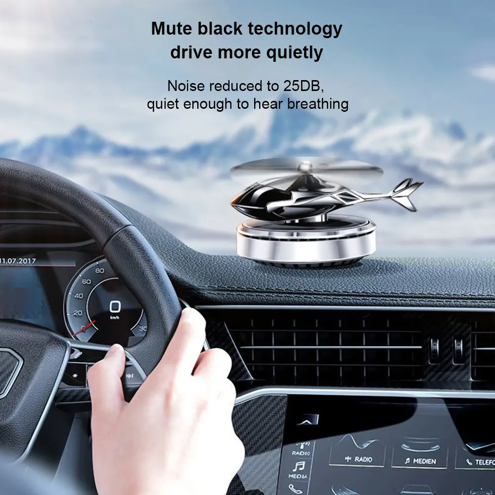 Garvee Solar-Powered Rotating Waterless Car Air Freshener Diffuser - Helicopter Shape - Aromatherapy Ornament - Essential Oil Compatible - Decorative Dashboard Accessory for Car & Home, Waterless Car Diffuser