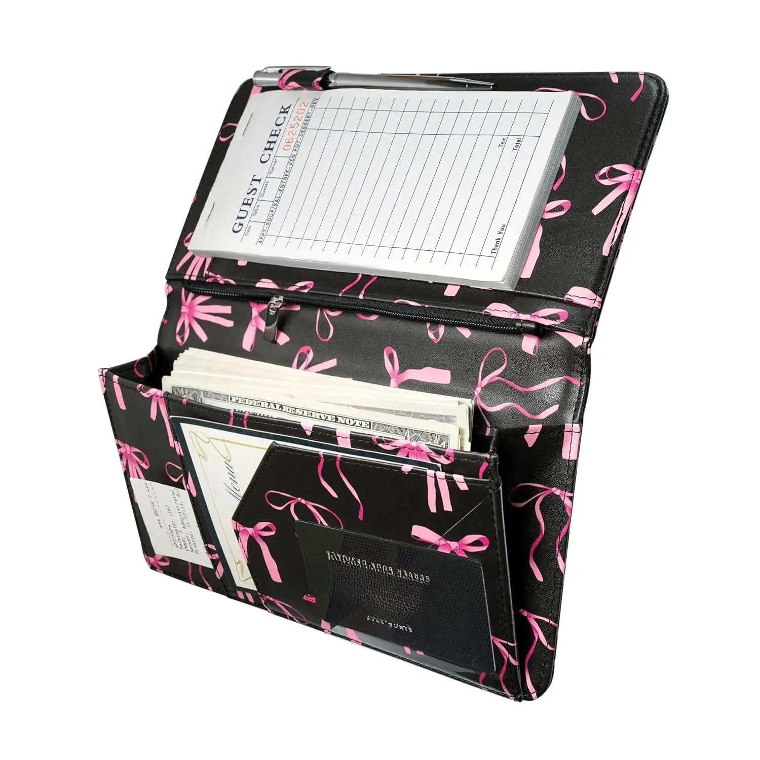 Server Book with Zipper Pocket and  Closure Server Booklet Waitress Book Serving Book with  Pocket Waitstaff Organizer Fit Server Apron Waiter Book Wallet High Volume Pocket