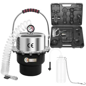 JIFETOR 5L Pneumatic Brake Pressure Bleeder Kit, Air Power Pressurized Master Cylinder Clutch Fluid Bleeding Tool Set with Bleed Machine, Collection Bottle and Adapters, Black Cylinder