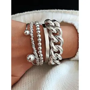 5-Piece Fashion Chain Style Open Cuff Bracelet Set for Women, Ideal for Holiday Gifts, Perfect for Dates and Parties, Adjustable Bangle Jewelry