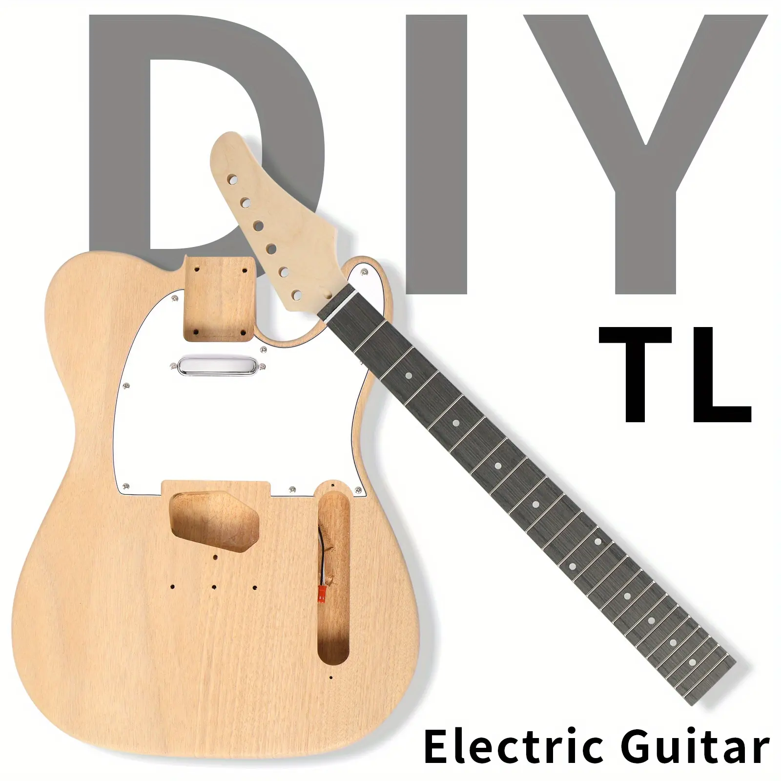 DIY 6-String Right-Hand TL-Style Pre-Wired Electric Guitar Kit - Solid Mahogany Wooden Body (15.9x12.9x1.65in), Maple Neck, 1x Tone, 1x Wrench Tool, Copper Foil Paper, Guitar Strap, Attached Installation Instructions for Adults