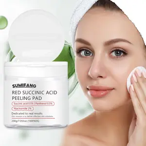Sumifang Amber Exfoliating Cotton Pads, Red Succinic Acid Peeling Pad, 2% Niacinamide Brightening, Instant Skin Smoothing, Radiant Glow, Facial Care, Exfoliator