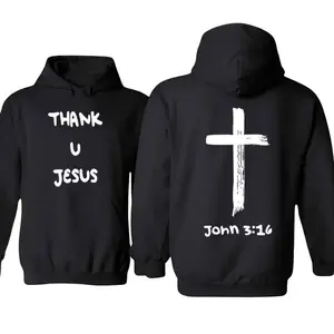 Thank You Jesus Hoodie, John 3:16 Cross Christian Pullover, Unisex Faith Streetwear, Inspirational Gift For Men & Women, Unisex Long Sleeve Pullover Shirt