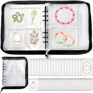 91 Slot Transparent  Organizer Book, Travel Earring Storage Case with Zipper, High Capacity  Organizer Ring Holder for Earrings, Necklace, Bracelet, Black