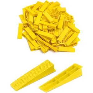 Tile Leveling System Wedges, 300 count  Tile Leveler Wedges for 1/8",1/12",1/16", 1/32" Spacers and Tile Leveling System Clips, Tile Leveler Tools for Wall/Floor Tile & Stone Installation(Yellow)