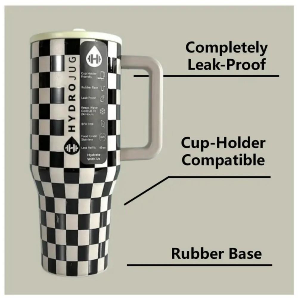 Hydrojug Traveler 40-ounce double-layer stainless steel flip-top stainless steel water bottle, can be placed in the cup holder, leak-proof bottle, with rubber base.