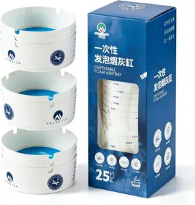 Disposable Ashtray 25-Pack, Portable & Eco-Friendly Paper Ashtrays with Deodorizing Smokeless Gel, for Indoor Outdoor Use, Travel, Car Cup Holder, Parties and Camping