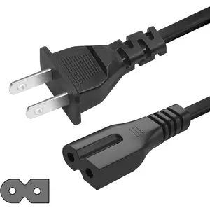 2 Prong Polarized 5Ft Power Cord C7 Connector AC Power Cable Replacement for Vizio D-E-M Series TV, Sewing Machine, PlayStation PS1/PS2, Sony, Bose, Brother, Singer