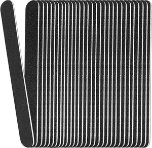 Emery Board Nail Files (24 Pack), 100/180 Grit Wooden Nail File for Natural Nails, 7 Inches Emory Filers Manicure Tool Set Disposable Nail File for Home Salon Black HomeyEra