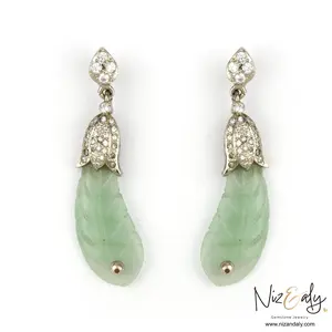 Carved Prehnite Ear Drops