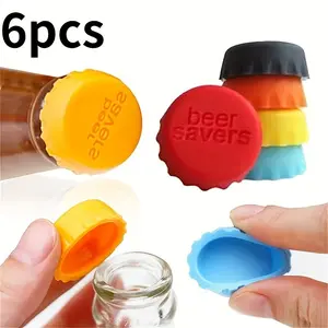 Reusable Silicone Bottle Caps Set of 6, Leak-Proof Durable Storage Solution for Beer Wine Vinegar, Colorful Kitchen Accessories