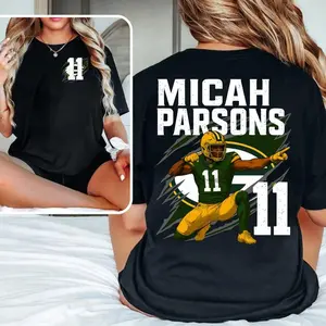Green Football Micah Parsons Shirt | Game Day Fan Apparel | Unisex t-shirt Unisex Oversize Cotton Casual T-Shirt