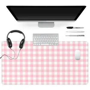 Extra Large Pink Gingham Mouse Pad Checkered Gaming Mouse Pad 35x16 Inch Desk Accessories Computer Keyboard Mousepad Suitable for Families, Offices and Schools. Perfect Gift for Family Members and Friends
