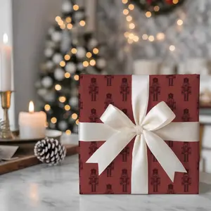 Luxury Burgundy Nutcracker Wrapping Paper Nutcracker Suite Elegant Christmas Holiday Gift Wrap