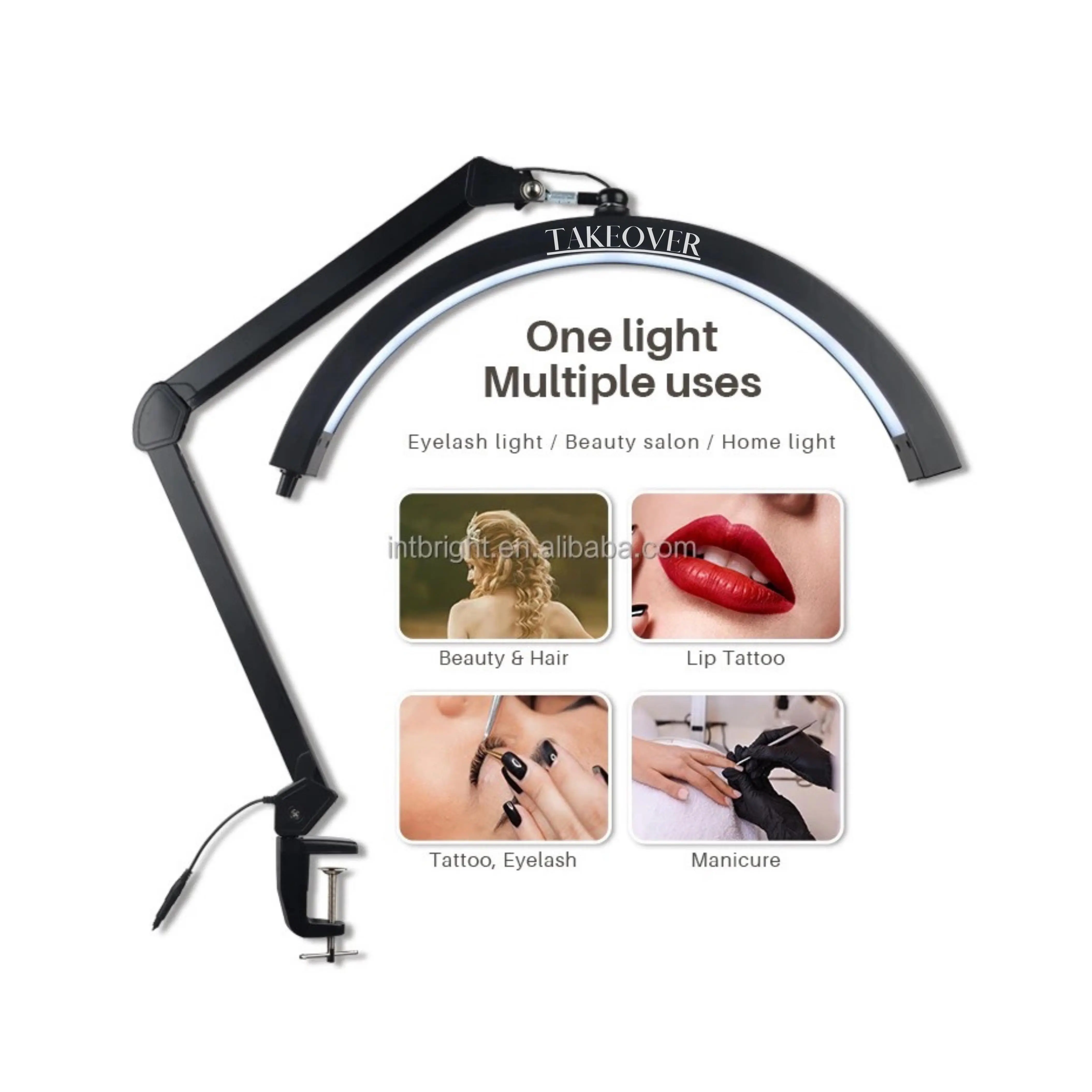Professional Half Moon Rotary LED Light - Manicure, Lash Extensions, Eyelash, Tattoo Tool with Multiple Uses, Model C220, Beauty Salon, Multi-Use Lamp, Salon Light, Half Moon Rotatable Led Lamp, Tattoo, Eyelash, One Size, None