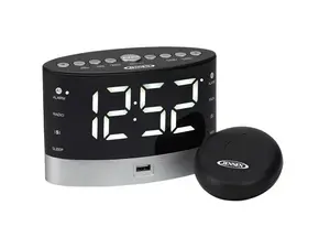Jensen JCR-255 AM/FM Dual-Alarm Digital Clock Radio with Under-Pillow Vibrator, Black