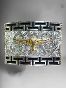 Long Horn Bull Western Style Cowboy Buckle Hebilla Vaquero con Toro